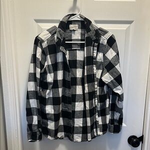 Black and White Plaid Button-Up Shirt